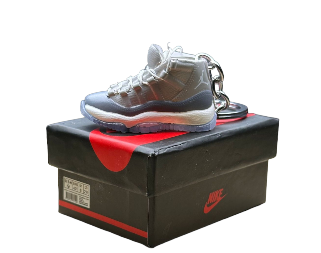 LKJ 11 High Top Trainer Keychain With Mini Shoe Box
