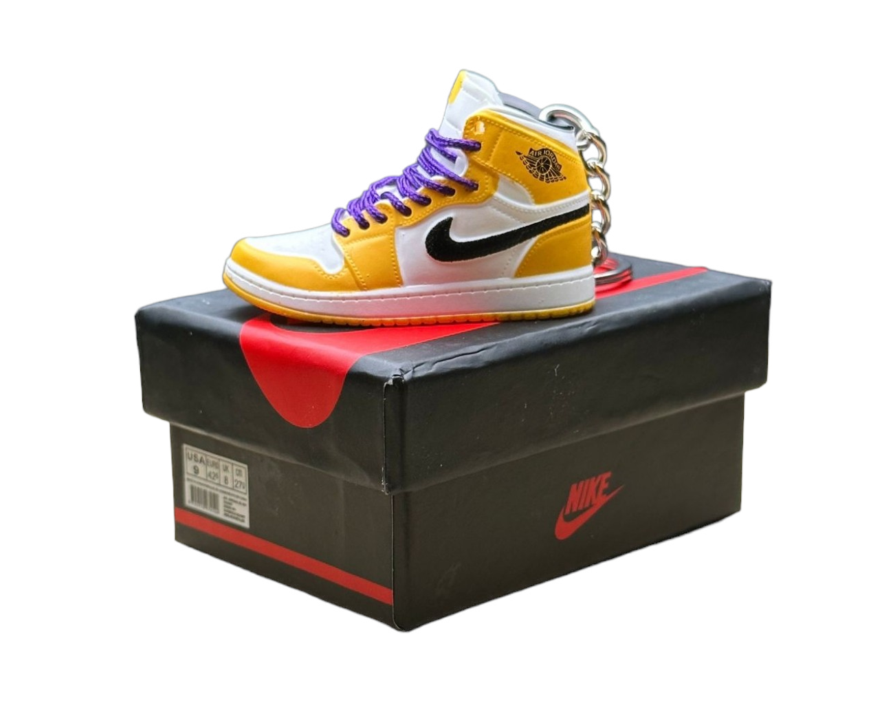LKJ 1 High Top Trainer Keychain With Mini Shoe Box