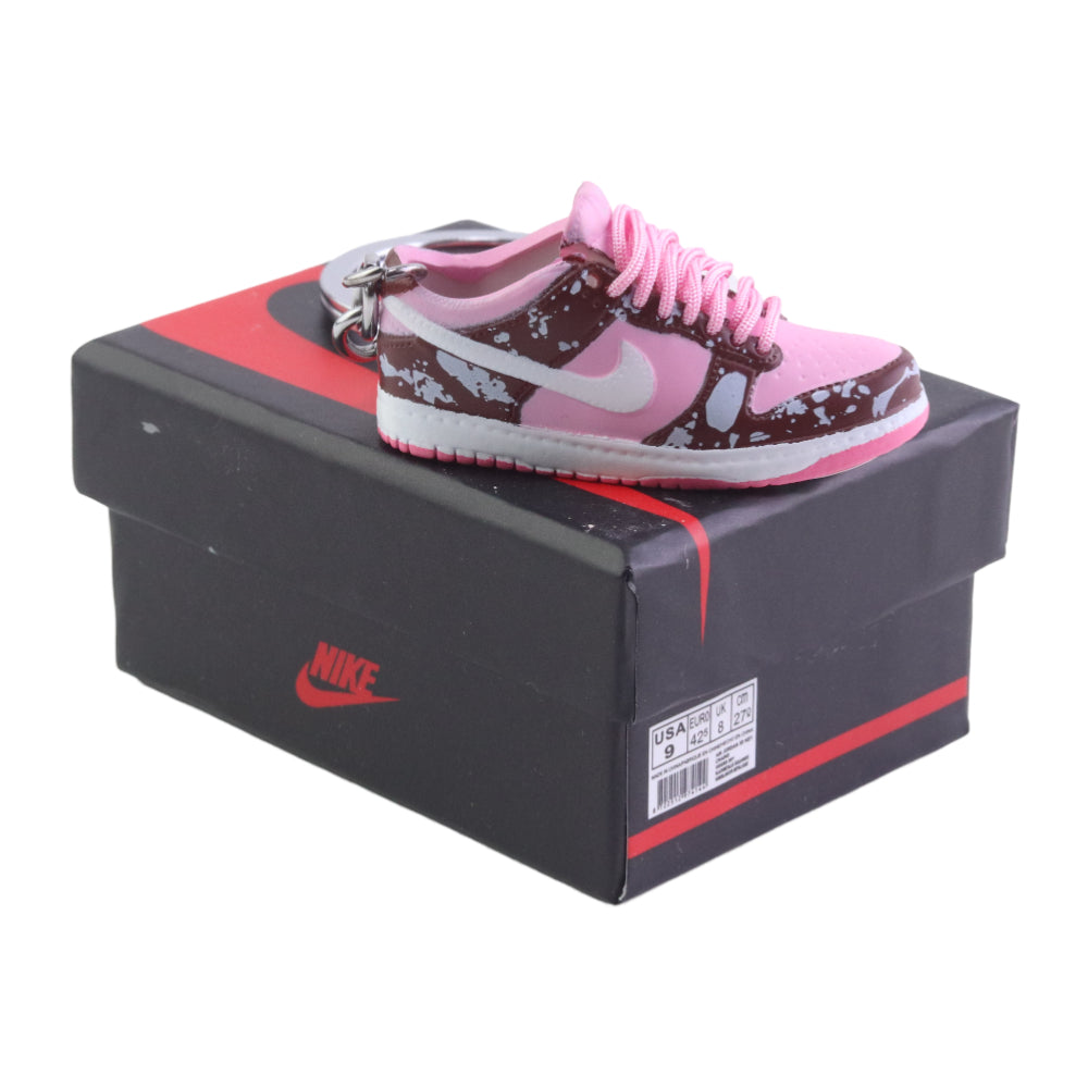 LK Splatter Pink Low Dunks Trainer Keychain With Mini Shoe Box