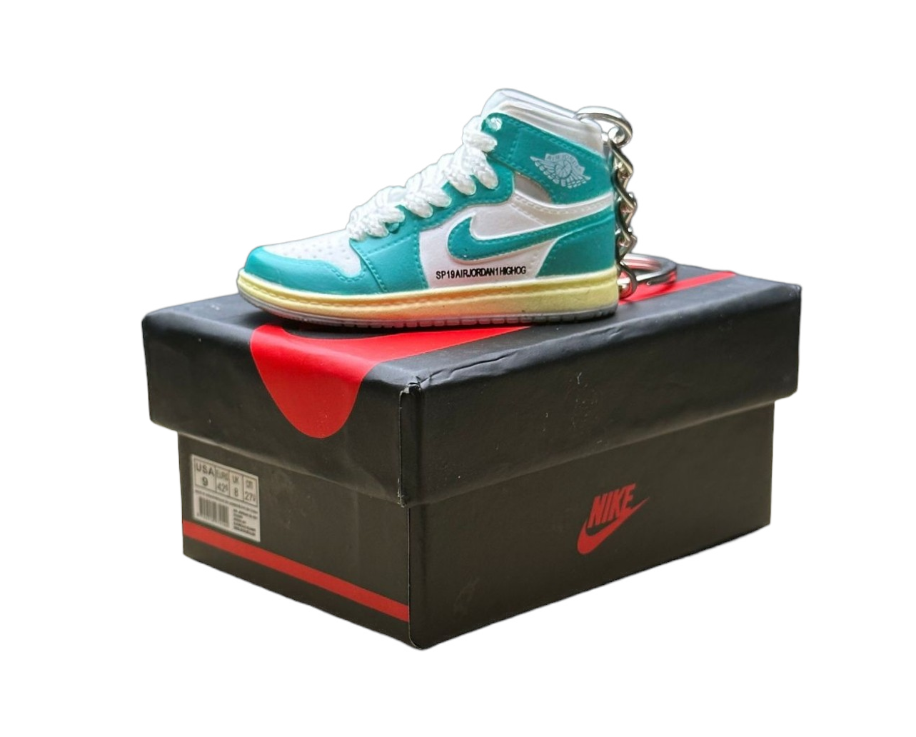 LKJ 1 High Top Trainer Keychain With Mini Shoe Box