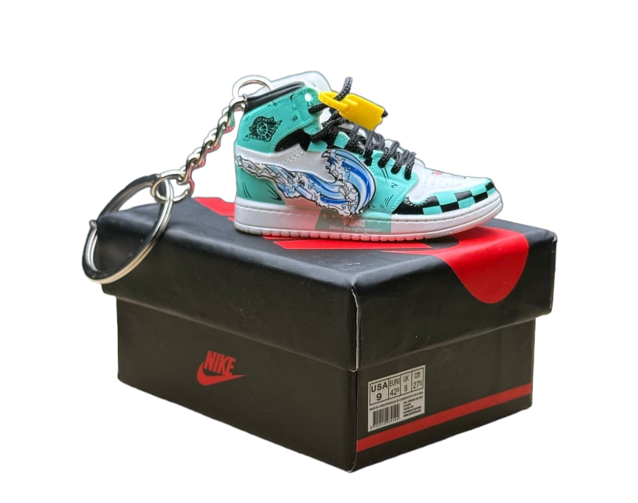 LKJ 1 High Top Trainer Keychain With Mini Shoe Box