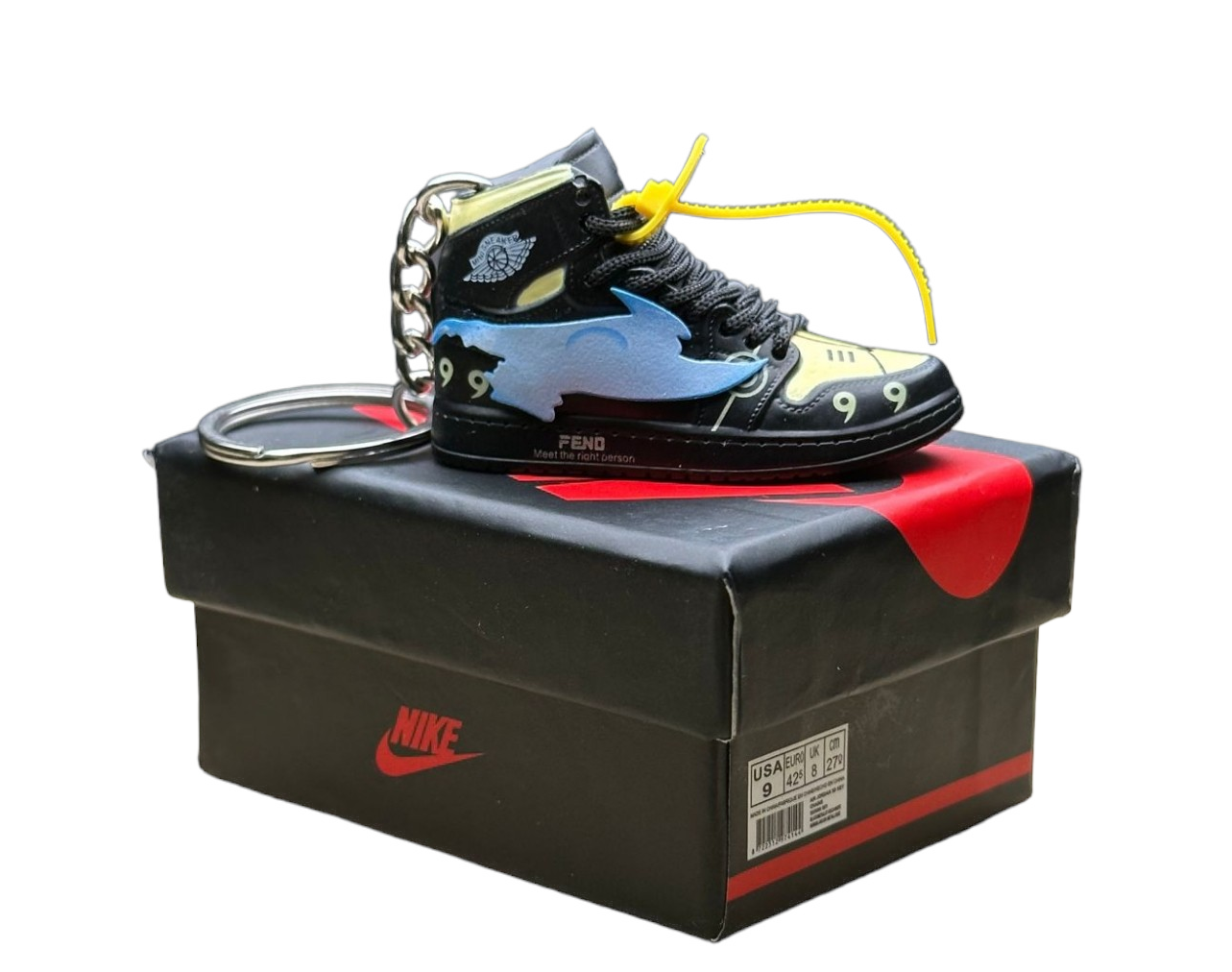 LKJ 1 High Top Trainer Keychain With Mini Shoe Box