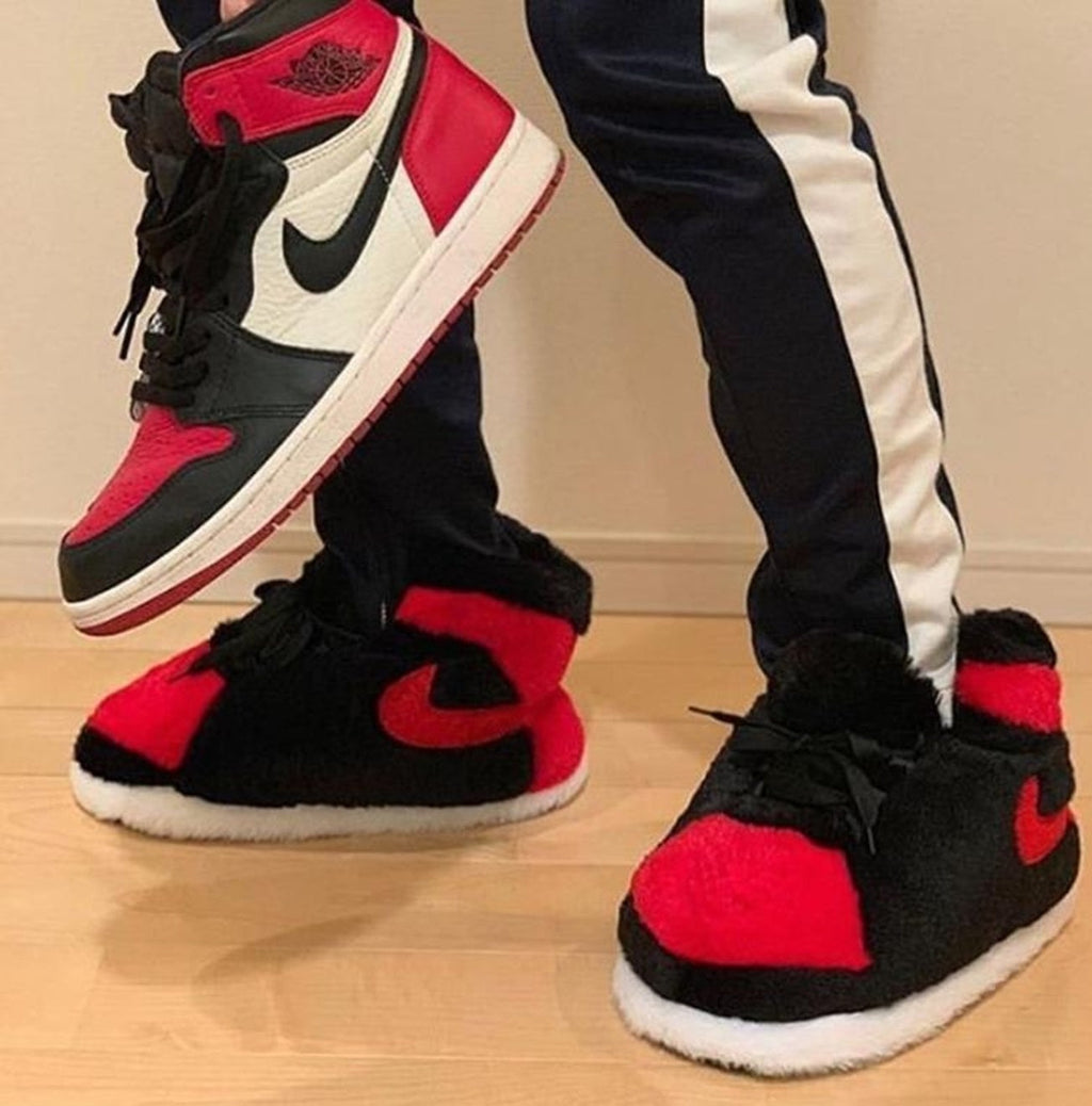 KIDS LKJ 1 Retro Red Hi Top Trainer Slippers