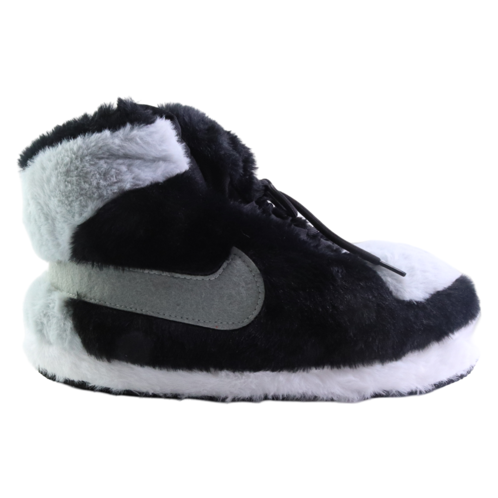 LKJ 1 Grey Black Retro Hi Top Trainer Sneaker Slippers