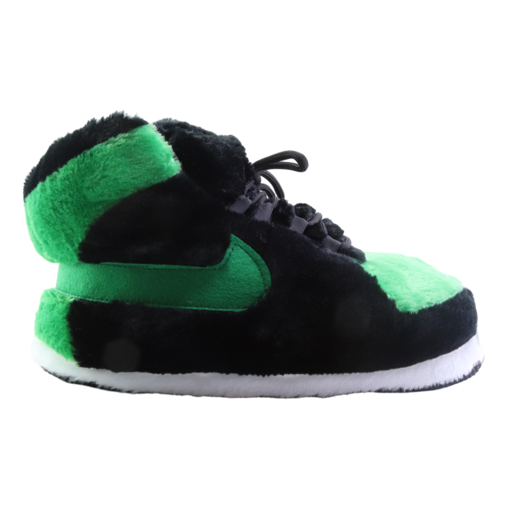 LKJ 1 Green Black Retro Hi Top Trainer Sneaker Slippers