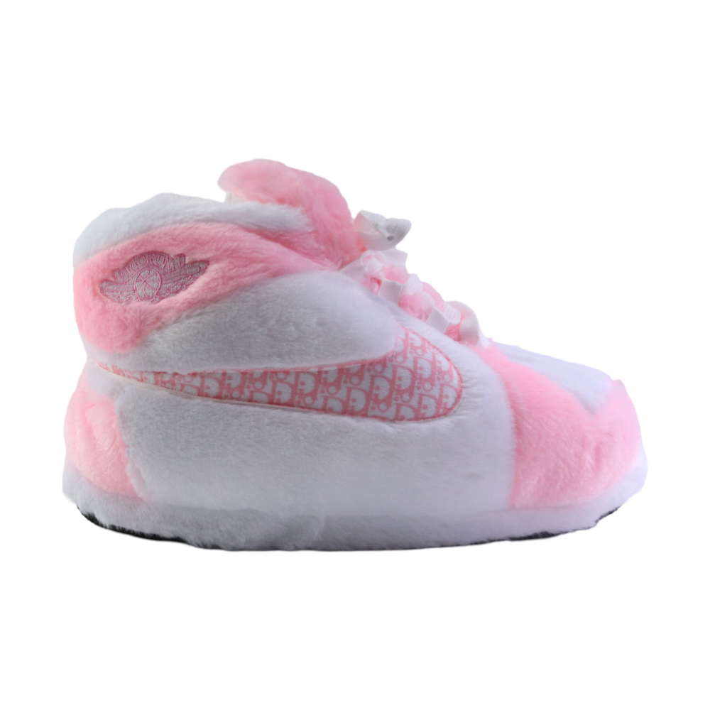 LKJ 1 Monogram Pink Retro Hi Top Trainer Sneaker Slippers
