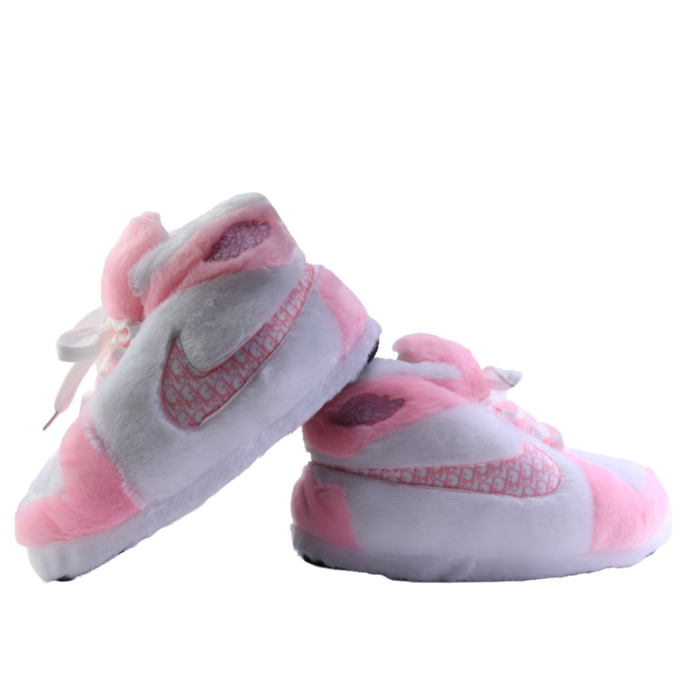 LKJ 1 Monogram Pink Retro Hi Top Trainer Sneaker Slippers