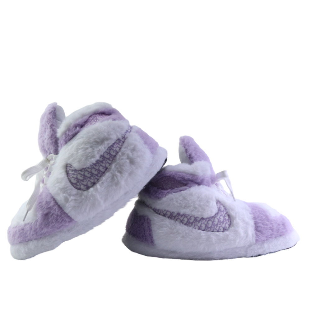 LKJ 1 Monogram Purple Retro Hi Top Trainer Sneaker Slippers