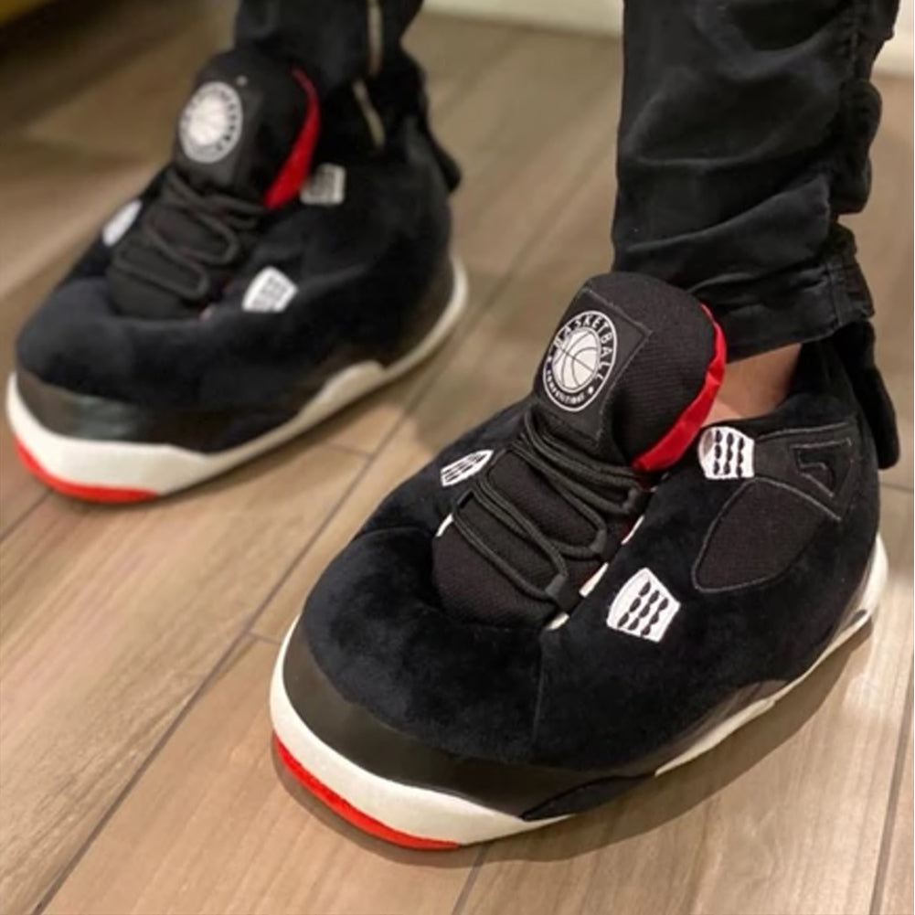 LKJ 4 Black Retro Hi Top Trainer Sneaker Slippers