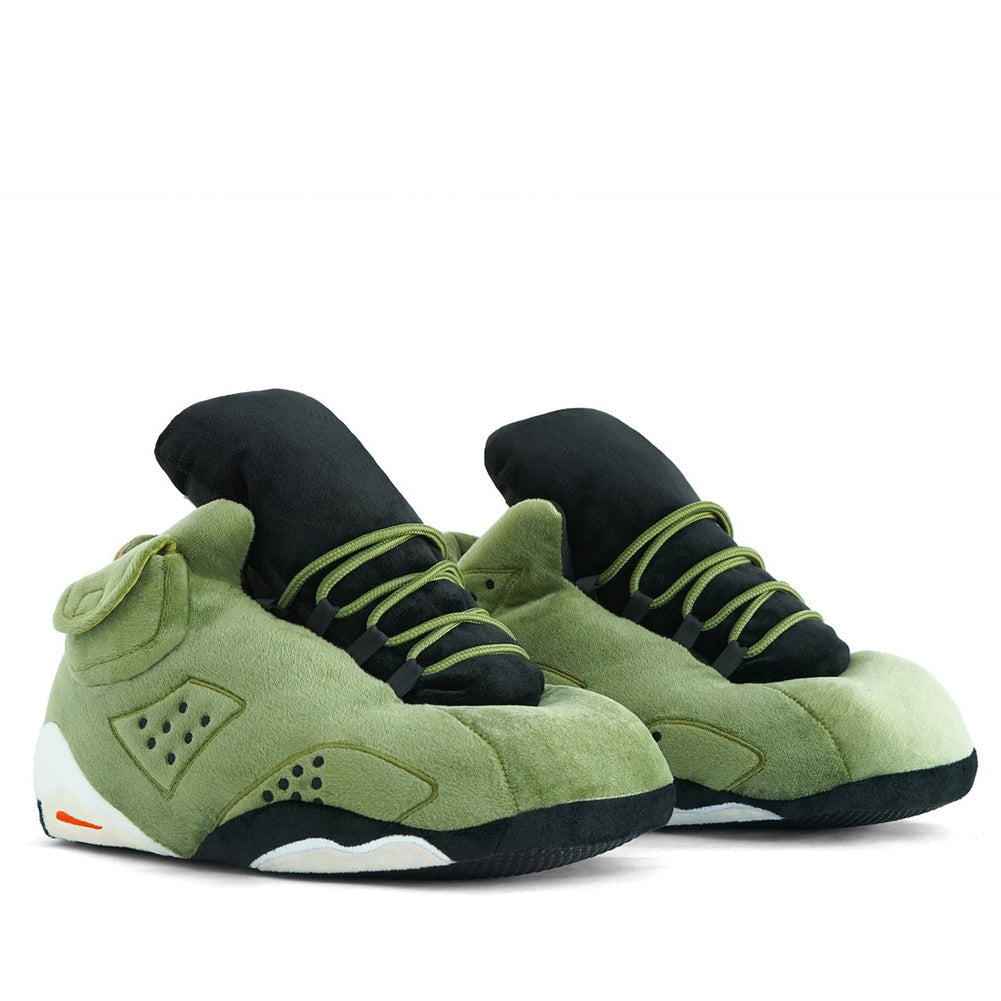 LKJ 6  Cactus Green Retro Hi Top Trainer Sneaker Slippers
