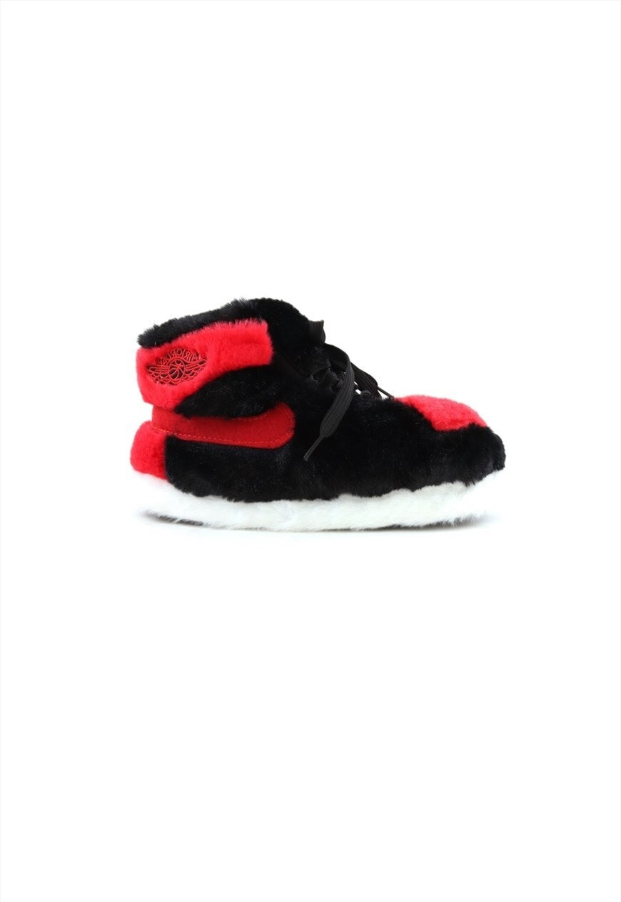 KIDS LKJ 1 Retro Red Hi Top Trainer Slippers