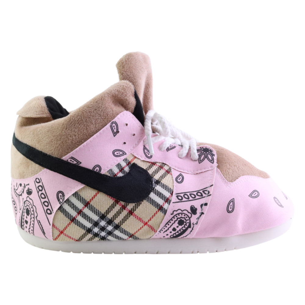 LKJ 1 LK TSPaisley Pink Check Retro Trainer Sneaker Slippers