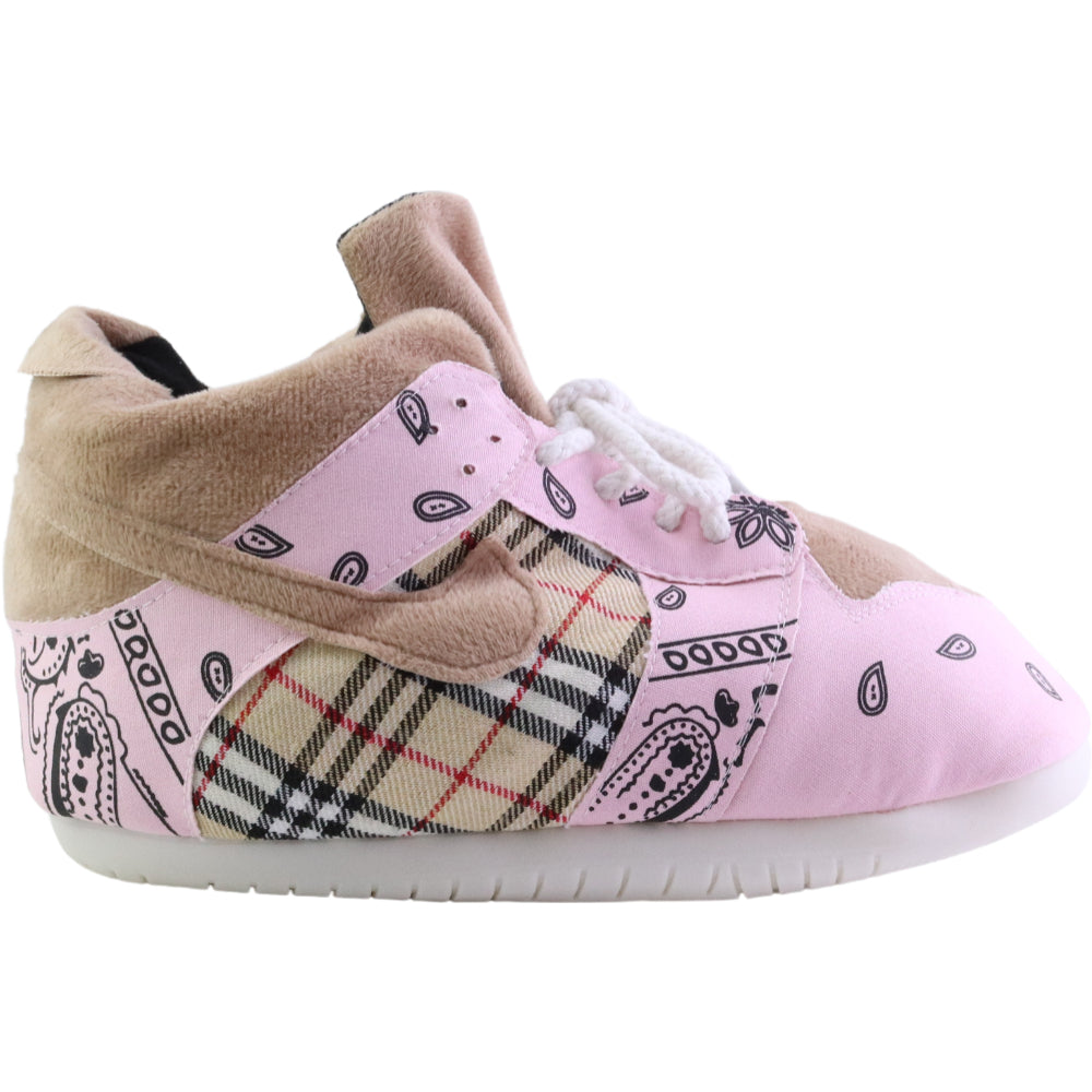 LKJ 1 LK TSPaisley Pink Check Retro Trainer Sneaker Slippers
