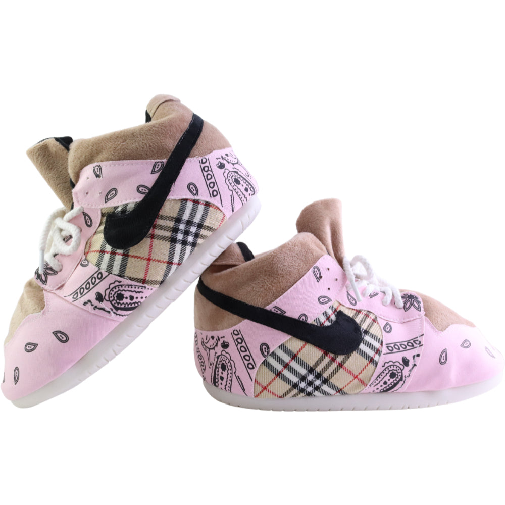 LKJ 1 LK TSPaisley Pink Check Retro Trainer Sneaker Slippers