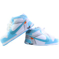 LKJ 1 OFF White Blue Retro Lo Hi Top Unisex Trainer Sneaker Slippers