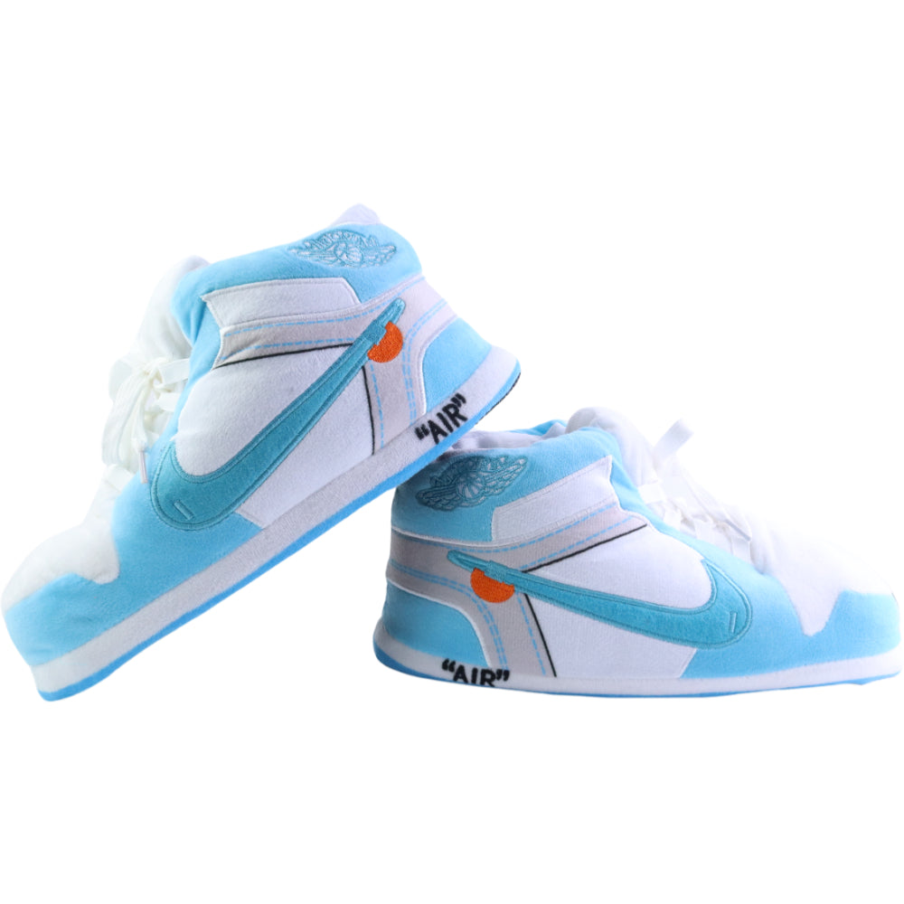 LKJ 1 OFF White Blue Retro Lo Hi Top Unisex Trainer Sneaker Slippers