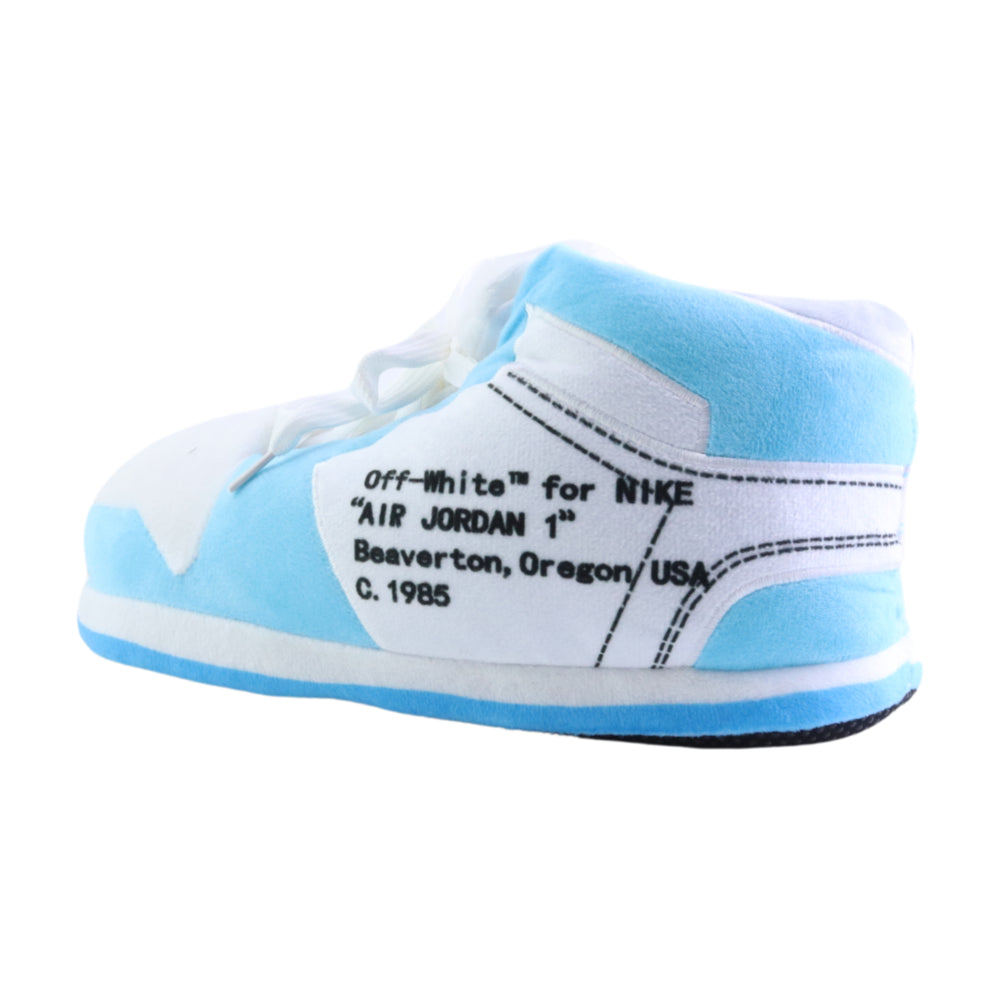 LKJ 1 OFF White Blue Retro Lo Hi Top Unisex Trainer Sneaker Slippers