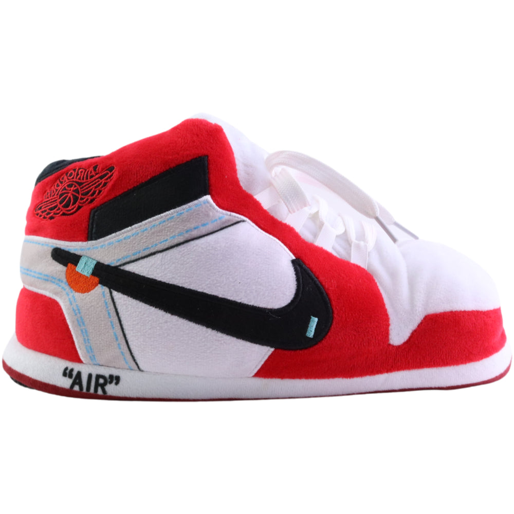 LKJ 1 OFF White Red Retro Lo Hi Top Unisex Trainer Sneaker Slippers