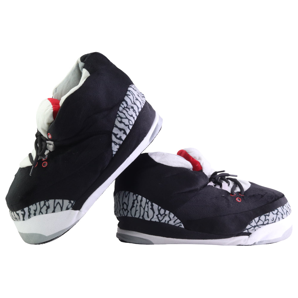 LKJ3 Black Retro Hi Top Trainer Sneaker Slippers