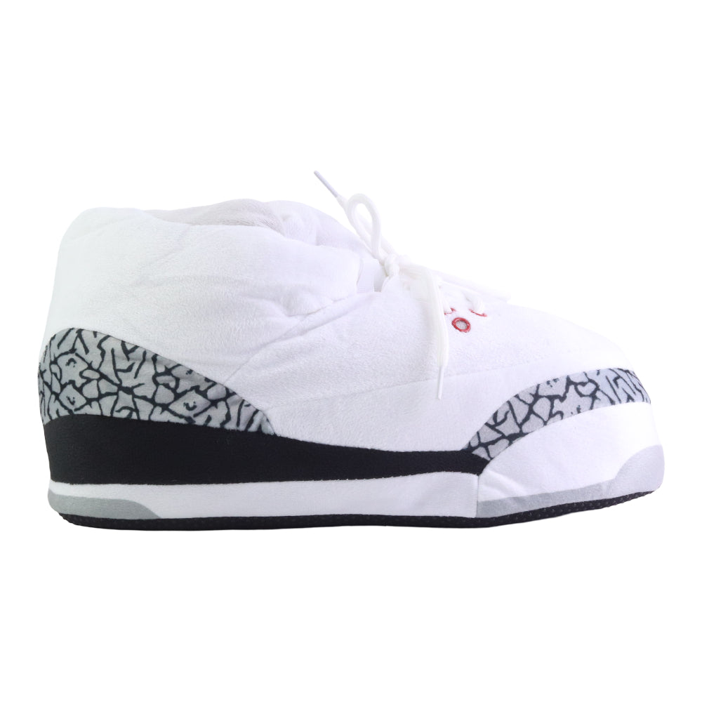 LKJ3 White Retro Hi Top Trainer Sneaker Slippers