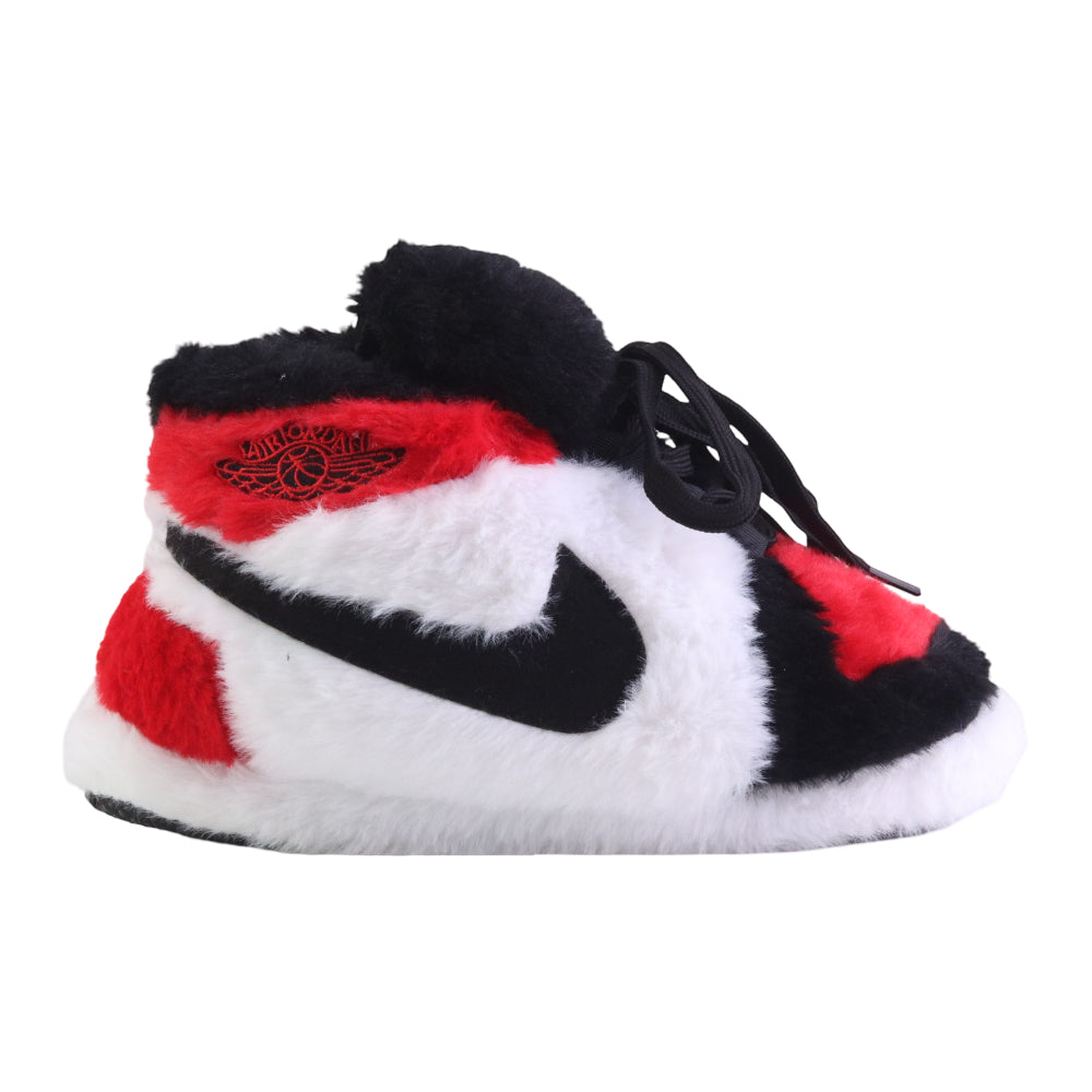 KIDS LKJ 1 Red White Retro Hi Top Trainer Slippers