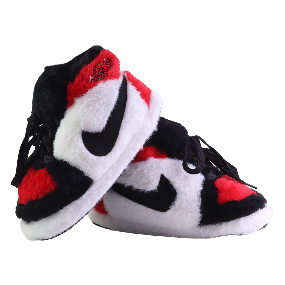 KIDS LKJ 1 Red White Retro Hi Top Trainer Slippers