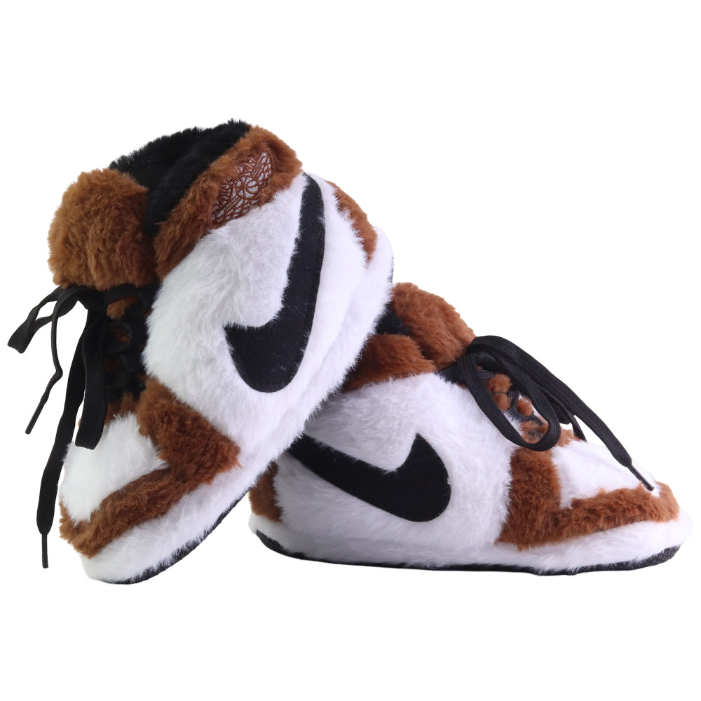 KIDS LKJ 1 Brown Retro Hi Top Trainer Slippers