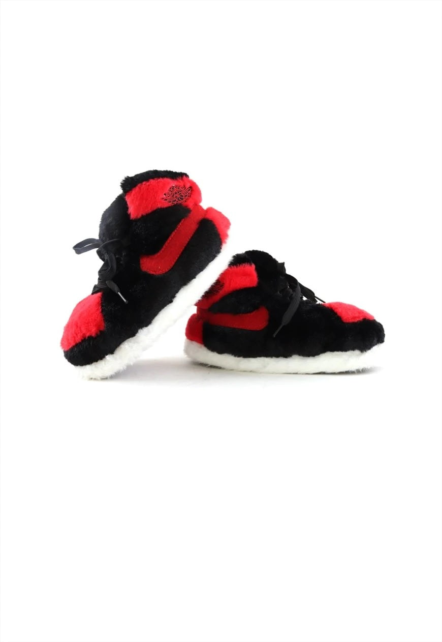 KIDS LKJ 1 Retro Red Hi Top Trainer Slippers