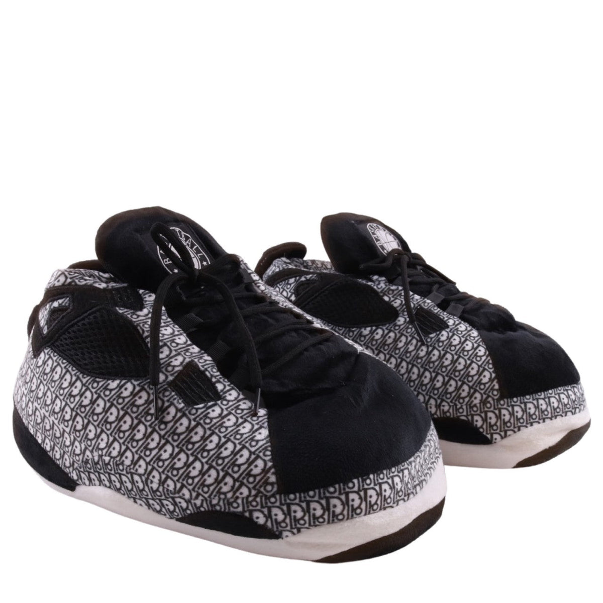 LKJ 4 Black White Mono Retro Hi Top Trainer Sneaker Slippers