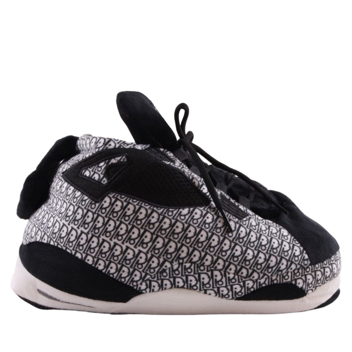 LKJ 4 Black White Mono Retro Hi Top Trainer Sneaker Slippers
